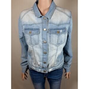Tinsel Town Light Wash Denim Jacket Button Front Size M